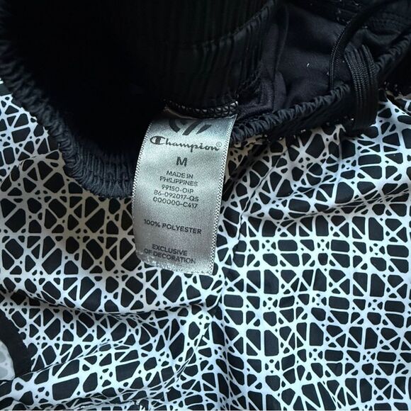 Champion Running Shorts Lined Black White Medium Athletic Workout Sporty - Picture 3 of 12